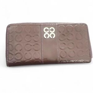 Coach Patent Enamel Long Wallet. Chocolate and purple.